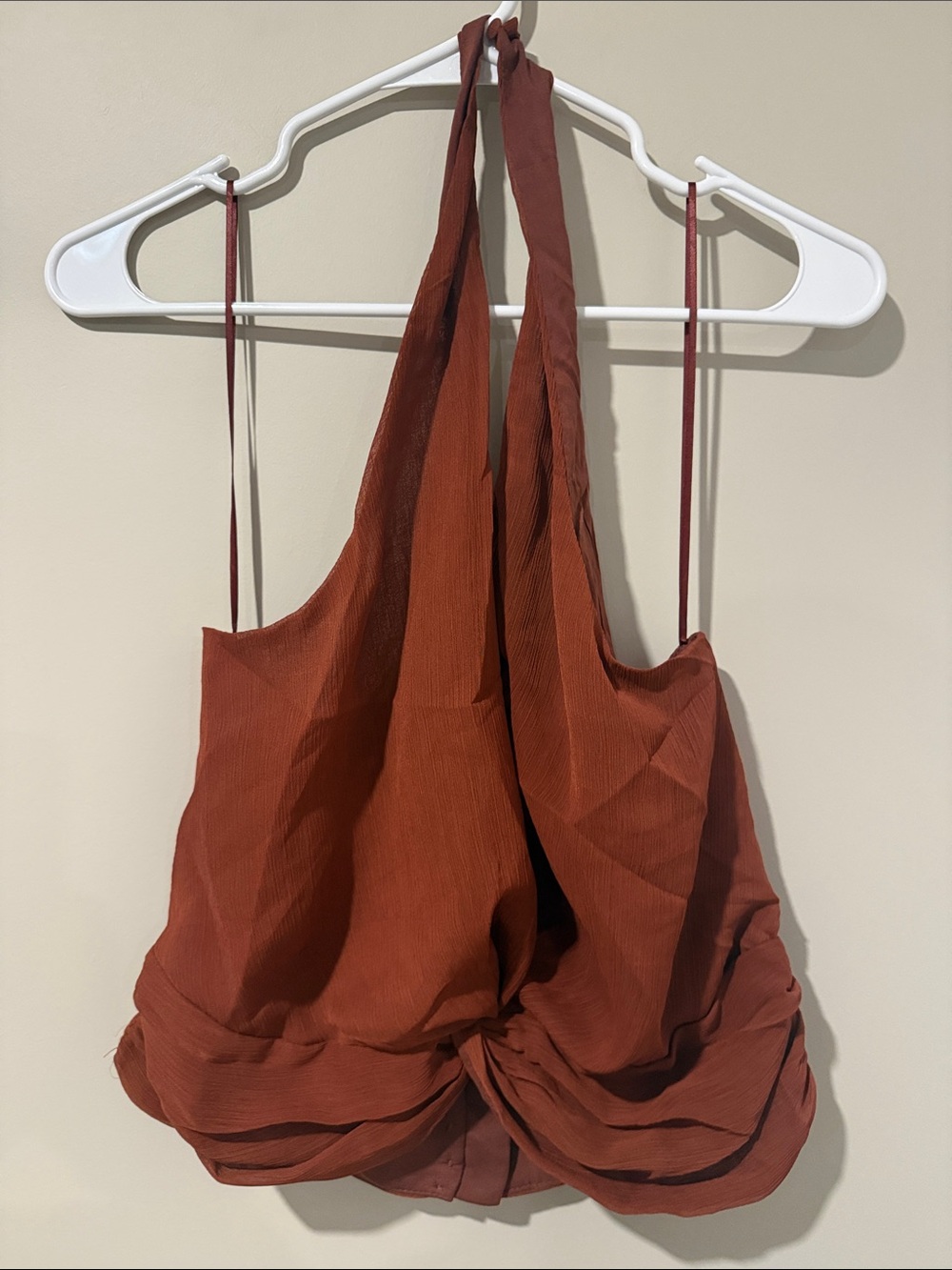 Sunday in Brooklyn Rust Halter Camisole with Twist Knot